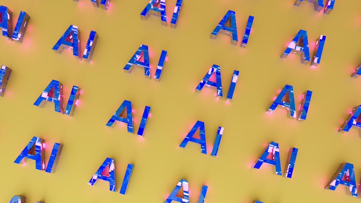 Photo by Steve A Johnson on Unsplash. Source: https://unsplash.com/photos/repeating-blue-and-silver-ai-letters-1FD-E7Ioblw (Unsplash License).