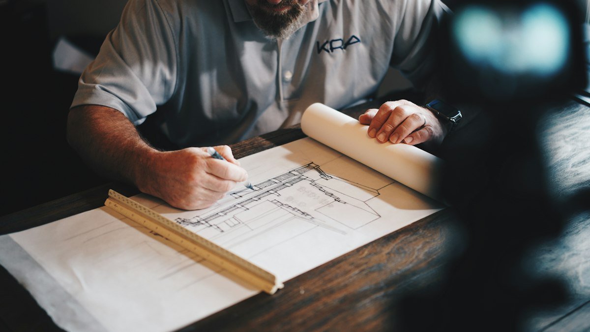 Photo by Daniel McCullough on Unsplash. Source: https://unsplash.com/photos/an-architect-working-on-a-draft-with-a-pencil-and-ruler-HtBlQdxfG9k (Unsplash License).